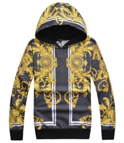 versace pullover herren gold|Versace patch embroidery hoodie.